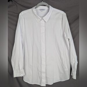 Liverpool large cotton/poly/spandex blend button down shirt in white